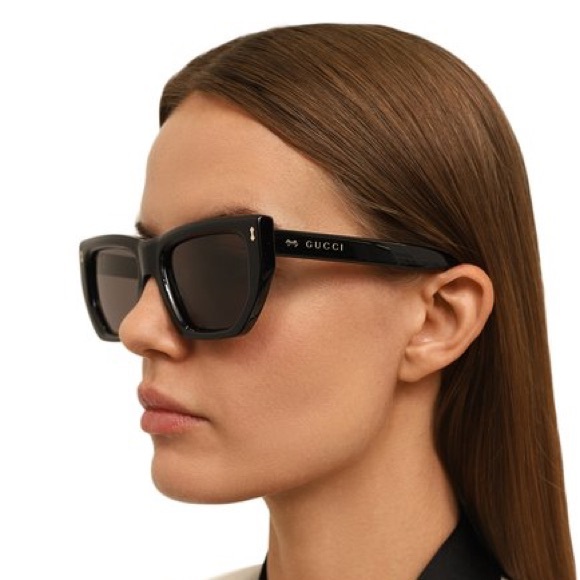 NEW GUCCI GG1520S 001 CAT EYE BLACK GREY WOMEN SUNGLASSES GUCCI - Picture 2 of 11